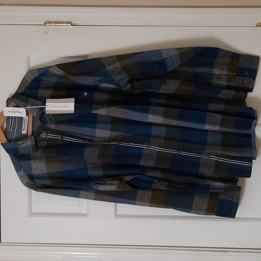 NWT TOMMY BAHAMA BURNT OLIVE CANYON BEACH FLANNEL SHIRT SZ 3LT. - Picture 11 of 16